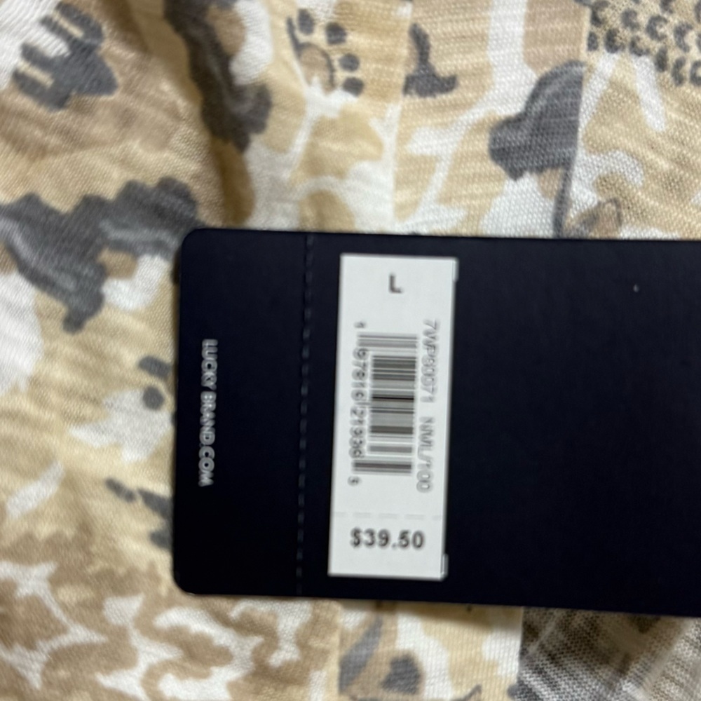 Lucky Brand Tan and Gray Floral Blouse - Picture 5 of 5
